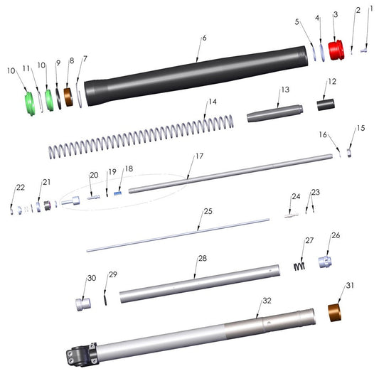 2025 Cobra CX50 SRx FWE FORK - LEG ASSEMBLY - NON-BRAKE SIDE