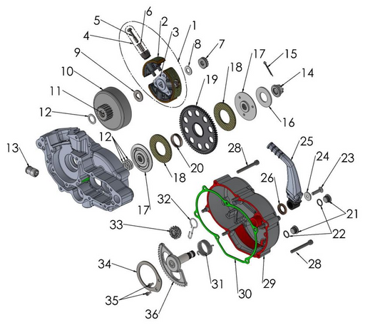 2021 Cobra CX50 SRx FWE - ENGINE CLUTCH & KICK LEVER