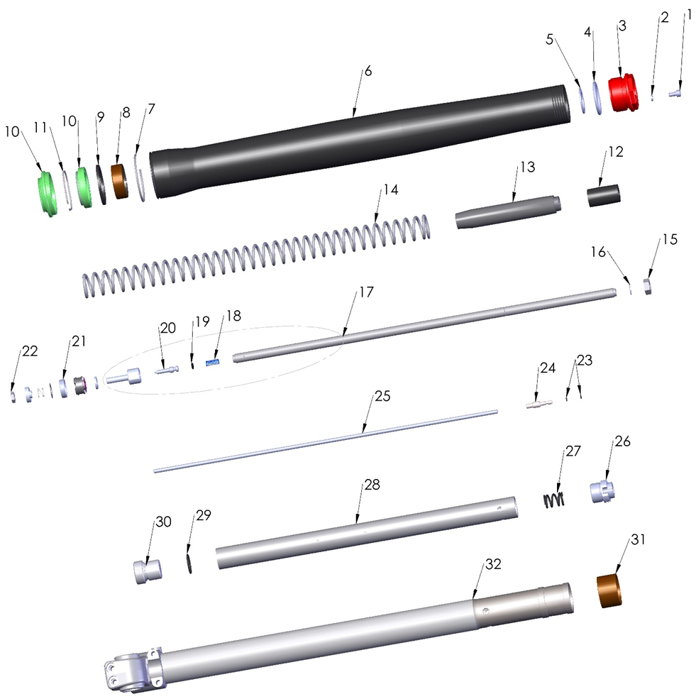 2025 Cobra CX50 SRx KING - FORK LEG ASSEMBLY - NON-BRAKE SIDE