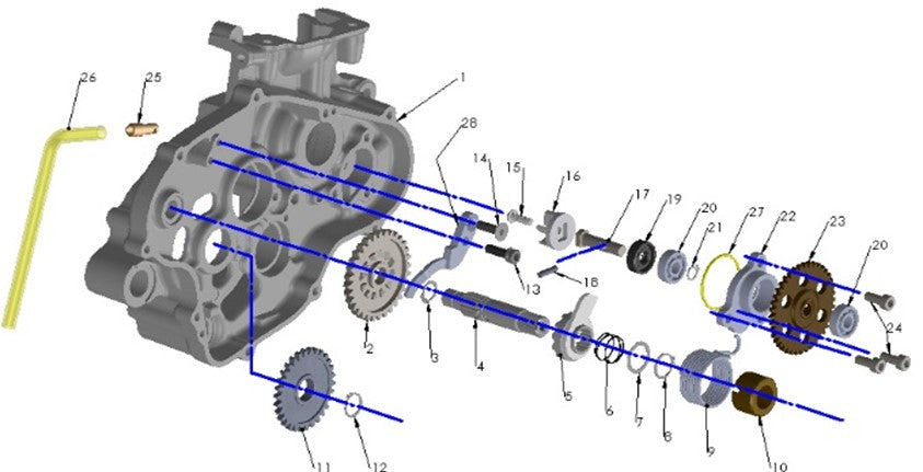 2023 Cobra CX65 - ENGINE - KICK MECHANISM & WATER PUMP