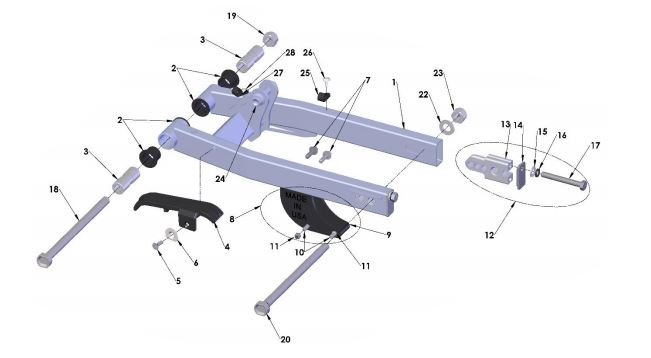 2019 Cobra CX50 JR - SWINGARM ASSEMBLY