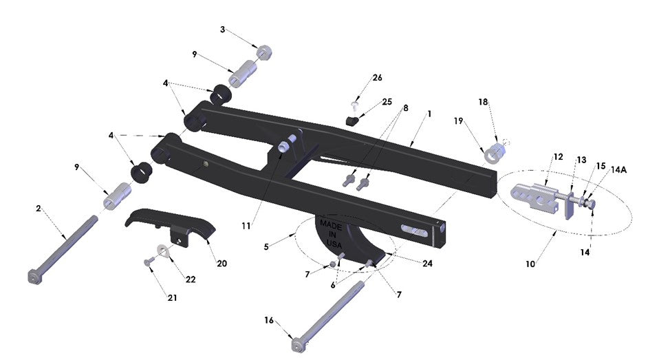 2025 Cobra CX5e - SWINGARM ASSEMBLY