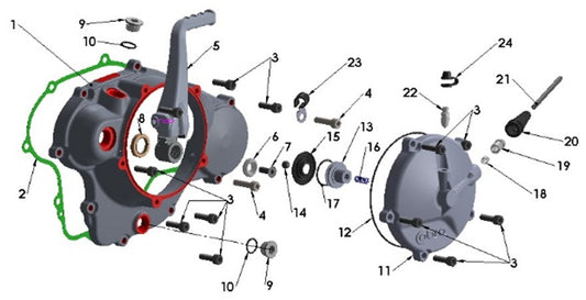 2026 Cobra CX65 - ENGINE - CLUTCH & KICK COVER