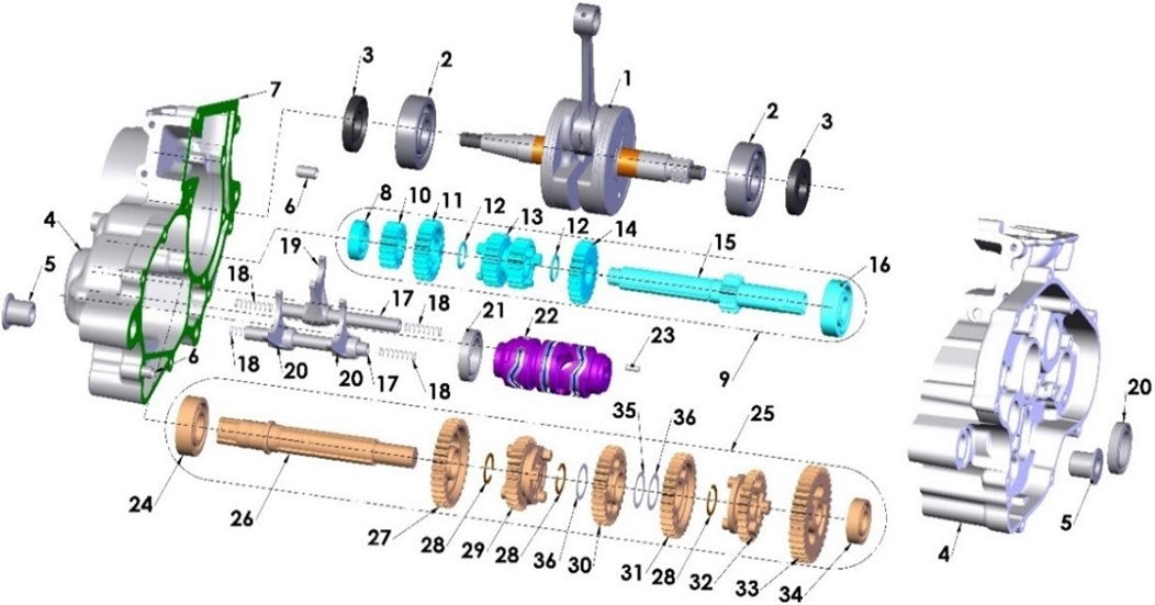 2026 Cobra CX65 - ENGINE - CRANKSHAFT & TRANSMISSION