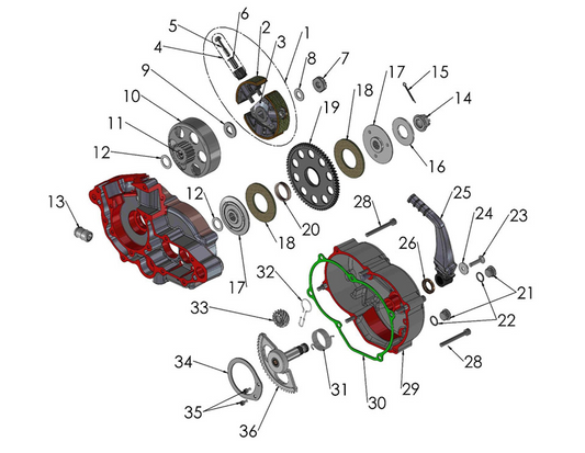 2017 Cobra CX50 FWE - ENGINE - CLUTCH & KICK LEVER