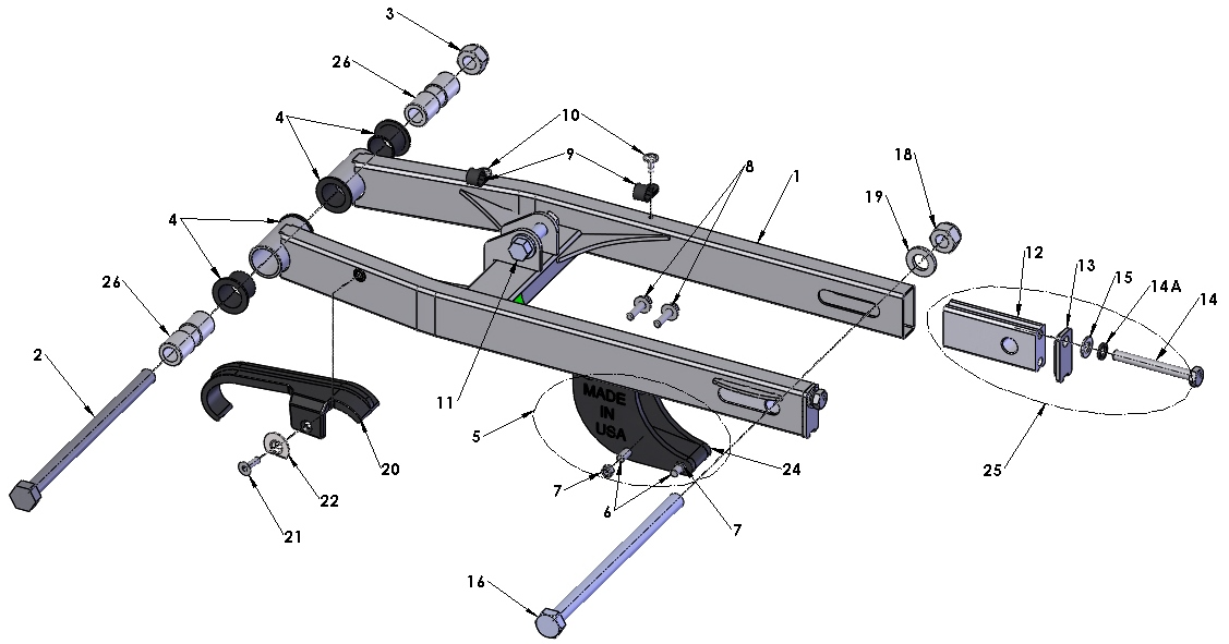 2017 Cobra CX50 KING - SWINGARM ASSEMBLY