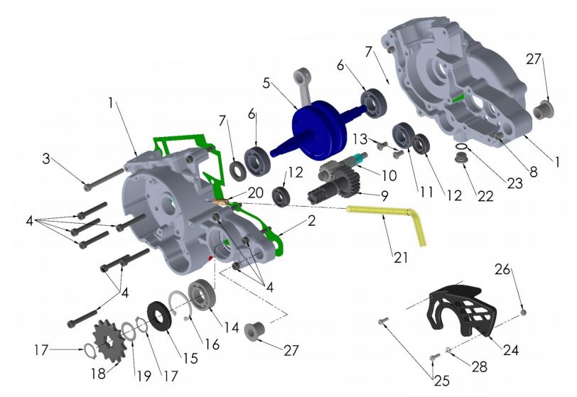 2022 Cobra CX50 P3 - ENGINE - BOTTOM END & TRANSMISSION