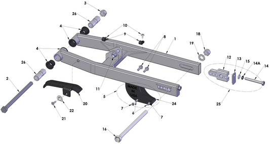 2018 Cobra CX50 FWE - SWINGARM ASSEMBLY