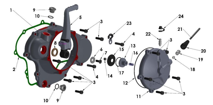 2018 Cobra CX65 - ENGINE - CLUTCH & KICK COVER