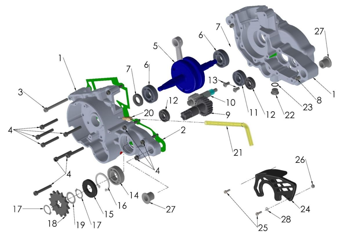 2019 Cobra CX50 P3 - ENGINE - BOTTOM END & TRANSMISSION