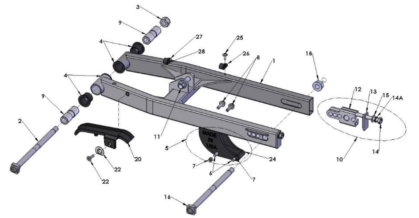 2020 Cobra CX50 FWE - SWINGARM ASSEMBLY