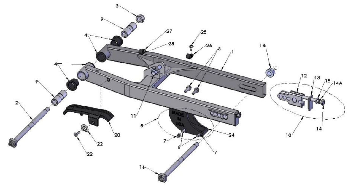 2020 Cobra CX50 KING - SWINGARM ASSEMBLY