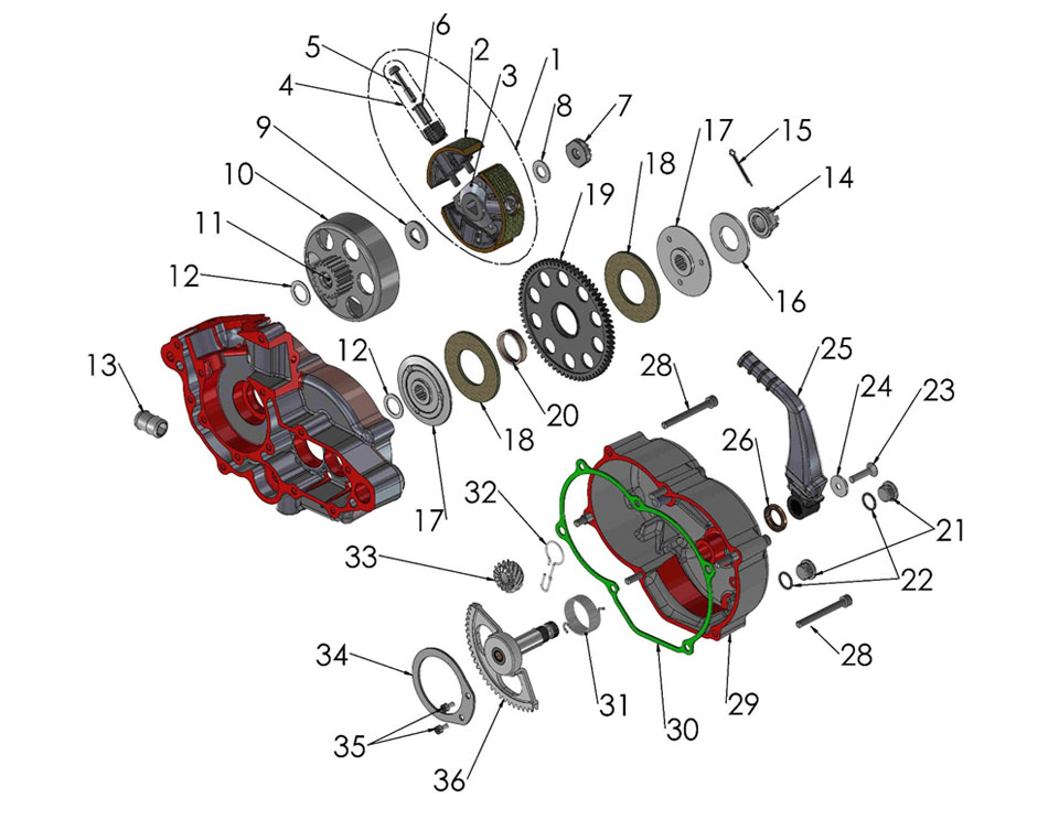 2017 Cobra CX50 P3 - ENGINE - CLUTCH & KICK LEVER